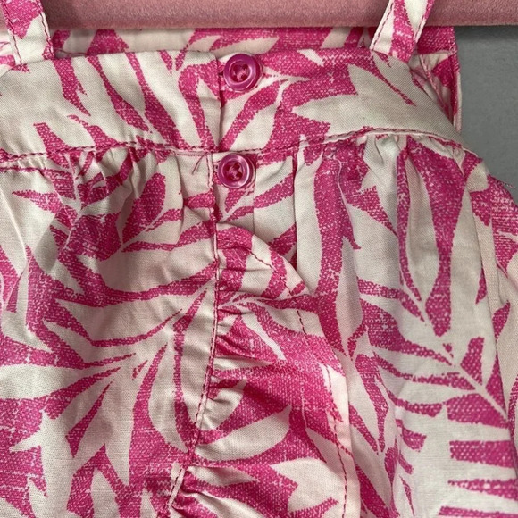 BABY GAP NWT Girls Fern Print Pink White Ruffled 2 Pc Sun Dress 0-3m 6-12m - Picture 4 of 7